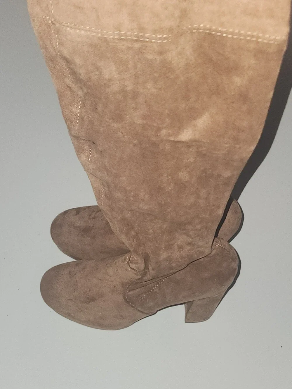 Forever 21 Brown Soft Faux Suede   Over The Knee Boots Block Heels Size 8